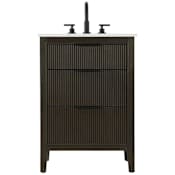 Elegant Lighting Langston 24" Free Standing Single Basin Vanity Set with Cabinet and Engineered Stone Vanity Top Chocolate Oak
