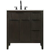 Elegant Lighting Langston 32" Free Standing Single Basin Vanity Set with Cabinet and Engineered Stone Vanity Top Chocolate Oak