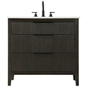 Elegant Lighting Langston 36" Free Standing Single Basin Vanity Set with Cabinet and Engineered Stone Vanity Top Chocolate Oak