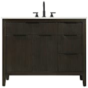 Elegant Lighting Langston 42" Free Standing Single Basin Vanity Set with Cabinet and Engineered Stone Vanity Top Chocolate Oak