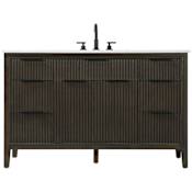 Elegant Lighting Langston 54" Free Standing Single Basin Vanity Set with Cabinet and Engineered Stone Vanity Top Chocolate Oak
