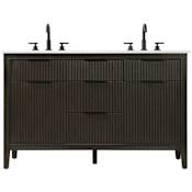 Elegant Lighting Langston 54" Free Standing Double Basin Vanity Set with Cabinet and Engineered Stone Vanity Top Chocolate Oak