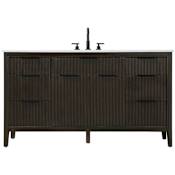 Elegant Lighting Langston 60" Free Standing Single Basin Vanity Set with Cabinet and Engineered Stone Vanity Top Chocolate Oak