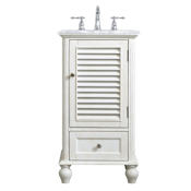 Elegant Lighting Rhodes 18" Free Standing Single Basin Vanity Set with Cabinet and Marble Vanity Top Antique White