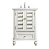 Elegant Lighting Rhodes 24" Free Standing Single Basin Vanity Set with Cabinet and Marble Vanity Top Antique White