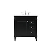 Elegant Lighting Bennett 32" Free Standing Single Basin Vanity Set with Cabinet and Engineered Marble Vanity Top Black