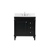 Elegant Lighting Bennett 32" Free Standing Single Basin Vanity Set with Cabinet, Engineered Marble Vanity Top, and Backsplash Black