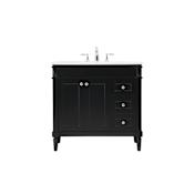 Elegant Lighting Bennett 36" Free Standing Single Basin Vanity Set with Cabinet and Engineered Marble Vanity Top Black