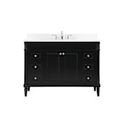 Elegant Lighting Bennett 48" Free Standing Single Basin Vanity Set with Cabinet, Engineered Marble Vanity Top, and Backsplash Black