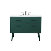 Elegant Lighting Boise 42" Free Standing Single Basin Vanity Set with Cabinet and Engineered Marble Vanity Top Green