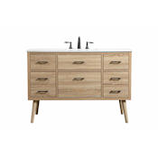 Elegant Lighting Boise 48" Free Standing Single Basin Vanity Set with Cabinet and Engineered Marble Vanity Top Mango Wood