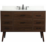 Elegant Lighting Boise 48" Free Standing Single Basin Vanity Set with Cabinet and Engineered Stone Vanity Top Walnut