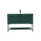 Elegant Lighting Sloane 48" Free Standing Single Basin Vanity Set with Cabinet and Engineered Marble Vanity Top Green