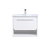 Elegant Lighting Kasper 24" Wall Mounted Single Basin Vanity Set with Cabinet and Resin Vanity Top White