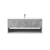 Elegant Lighting Kasper 48" Wall Mounted Single Basin Vanity Set with Cabinet and Resin Vanity Top Concrete Grey
