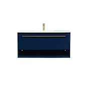 Elegant Lighting Roman 40" Wall Mounted Single Basin Vanity Set with Cabinet and Engineered Marble Vanity Top Blue