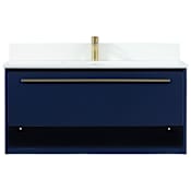 Elegant Lighting Roman 40" Wall Mounted Single Basin Vanity Set with Cabinet and Engineered Stone Vanity Top Blue