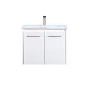 Elegant Lighting Rasina 24" Wall Mounted Single Basin Vanity Set with Cabinet and Resin Vanity Top White