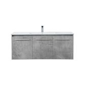 Elegant Lighting Rasina 48" Wall Mounted Single Basin Vanity Set with Cabinet and Resin Vanity Top Concrete Grey
