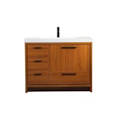 Elegant Lighting Wyatt 42" Free Standing Single Basin Vanity Set with Cabinet and Resin Vanity Top Teak