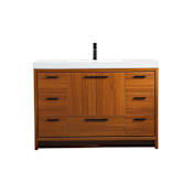 Elegant Lighting Wyatt 48" Free Standing Single Basin Vanity Set with Cabinet and Resin Vanity Top Teak
