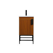 Elegant Lighting Eugene 18" Free Standing Single Basin Vanity Set with Cabinet and Engineered Marble Vanity Top Teak
