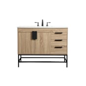 Elegant Lighting Eugene 42" Free Standing Single Basin Vanity Set with Cabinet and Engineered Marble Vanity Top Mango Wood