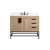 Elegant Lighting Eugene 42" Free Standing Single Basin Vanity Set with Cabinet, Engineered Marble Vanity Top, and Backsplash Mango Wood