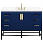 Elegant Lighting Eugene 48" Free Standing Single Basin Vanity Set with Cabinet and Engineered Stone Vanity Top Blue