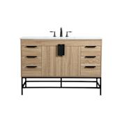 Elegant Lighting Eugene 48" Free Standing Single Basin Vanity Set with Cabinet and Engineered Marble Vanity Top Mango Wood