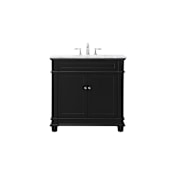 Elegant Lighting Wesley 36" Free Standing Single Basin Vanity Set with Cabinet and Marble Vanity Top Black