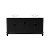 Elegant Lighting Wesley 72" Free Standing Double Basin Vanity Set with Cabinet and Marble Vanity Top Black