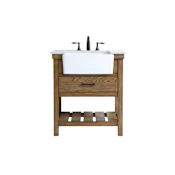 Elegant Lighting Clement 30" Free Standing Single Basin Vanity Set with Cabinet and Marble Vanity Top Driftwood