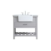 Elegant Lighting Clement 36" Free Standing Single Basin Vanity Set with Cabinet and Marble Vanity Top Grey