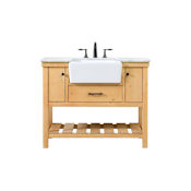 Elegant Lighting Clement 42" Free Standing Single Basin Vanity Set with Cabinet and Marble Vanity Top Natural Wood