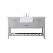 Elegant Lighting Clement 60" Free Standing Single Basin Vanity Set with Cabinet and Marble Vanity Top Black