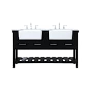 Elegant Lighting Clement 60" Free Standing Double Basin Vanity Set with Cabinet and Marble Vanity Top Black