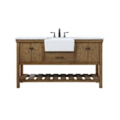 Elegant Lighting Clement 60" Free Standing Single Basin Vanity Set with Cabinet and Marble Vanity Top Driftwood