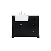 Elegant Lighting Franklin 42" Free Standing Single Basin Vanity Set with Cabinet and Marble Vanity Top Black