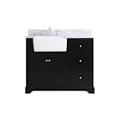 Elegant Lighting Franklin 42" Free Standing Single Basin Vanity Set with Cabinet and Marble Vanity Top Black