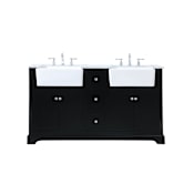 Elegant Lighting Franklin 60" Free Standing Double Basin Vanity Set with Cabinet and Marble Vanity Top Black