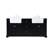 Elegant Lighting Franklin 72" Free Standing Double Basin Vanity Set with Cabinet and Marble Vanity Top Black