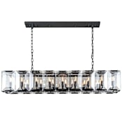 Elegant Lighting Monaco 18 Light 62" Linear Style Chandelier with Emerald Cut Glass Panels Flat Black (Matte)