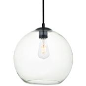 Elegant Lighting Baxter 12" Wide Pendant Black / Clear