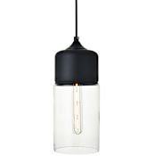 Elegant Lighting Ashwell 5" Wide Mini Pendant Black / Clear