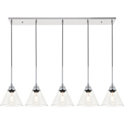 Elegant Lighting Histoire 5 Light 47" Wide Linear Pendant Chrome / Clear