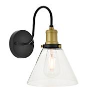 Elegant Lighting Histoire Single Light 11" Tall Wall Sconce Brass / Black / Clear
