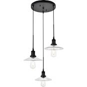 Elegant Lighting Waltz 3 Light 19" Wide Multi Light Pendant Black / Clear