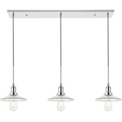 Elegant Lighting Waltz 3 Light 41" Wide Linear Pendant Chrome / Clear