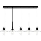 Elegant Lighting Waltz 5 Light 49" Wide Linear Pendant Black / Clear
